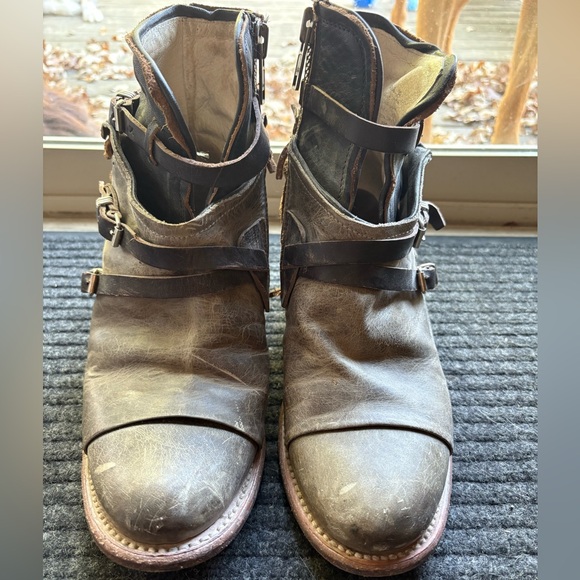 Freebird Brown and Black Ankle Boots with Buckle Detail - Picture 4 of 7